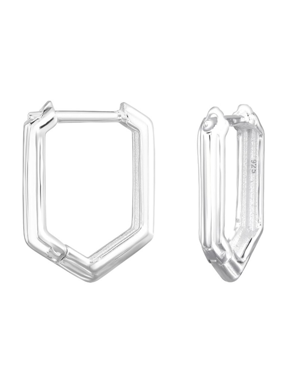 Sterling Silver Geometric Huggie Hoop Earrings
